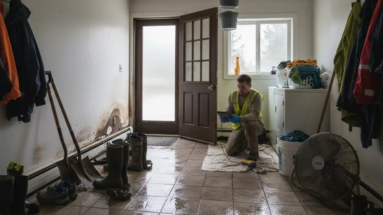 2️⃣ Mudroom, Entryway, and Laundry-Area Damage After a Wet North Idaho Spring